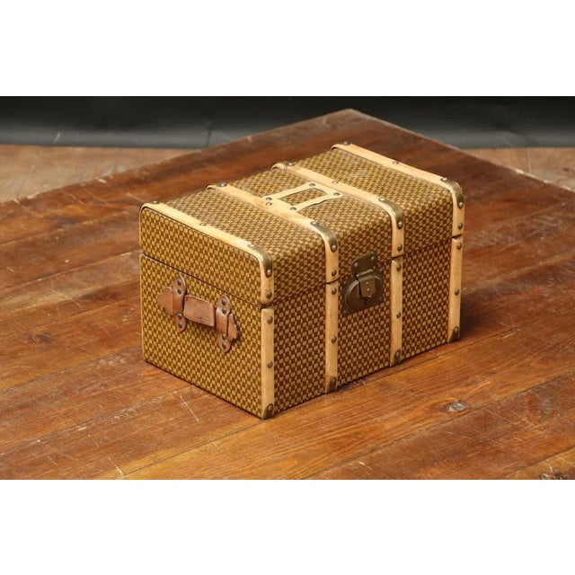 Curved Doll Trunk or Jewelry Box with Checkerboard For Sale - Image 5 of 7