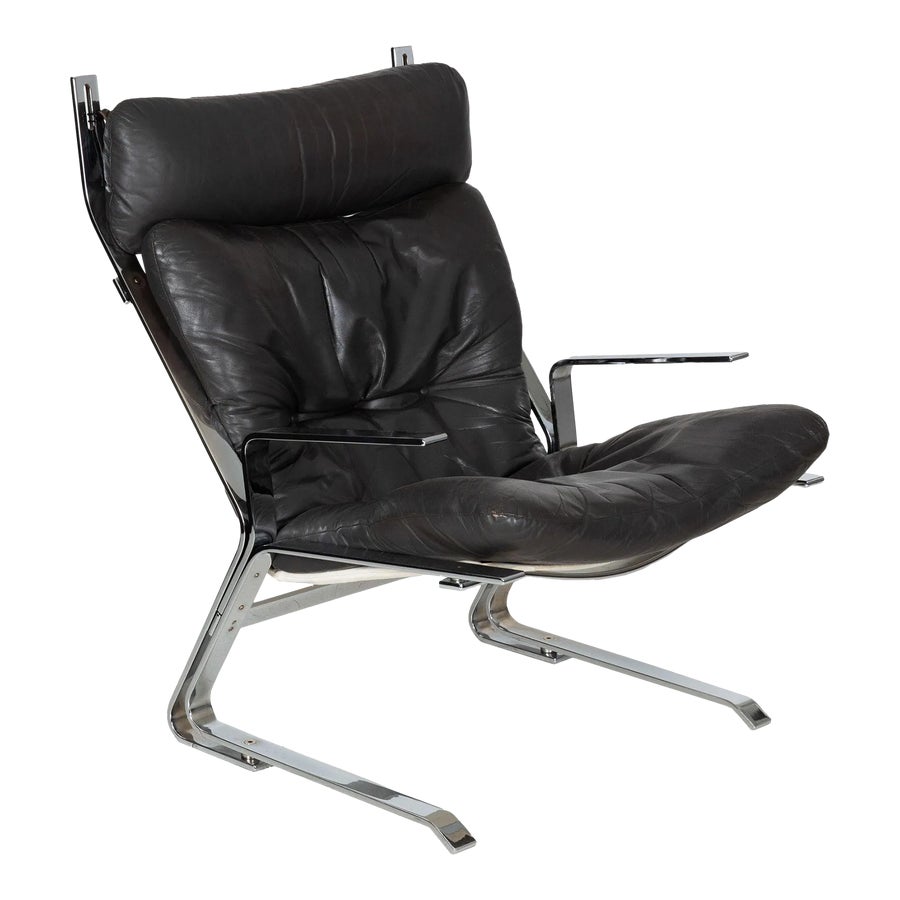 Circa 1960s Leather & Chrome “Pirate” Lounge Chair, Elsa & Nordahl
