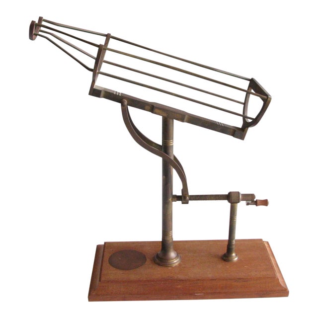 Antique Bronze Wine Bottle Cradle Mechanical Pourer With Wooden Base