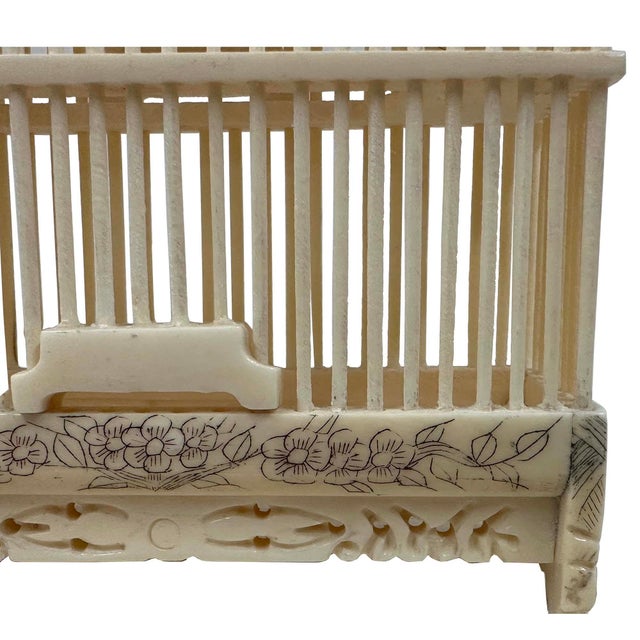 1940s Mid-20th Century Chinese Bone Carved Cricket Cage. For Sale - Image 5 of 10