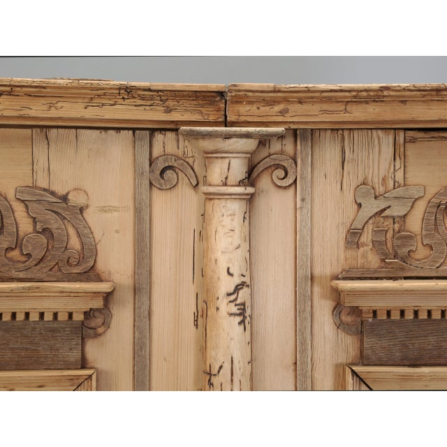 Mid 18th Century Antique German Baroque Armoire or Cabinet in Stripped Pine Made in the 1700's For Sale - Image 5 of 12