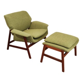 Armchair and Ottoman Mod. 849/849s by Gianfranco Frattini for Cassina, 1950s, Set of 2 For Sale