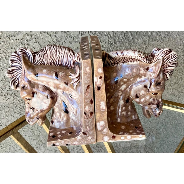 Late 20th-Century Horse Head Earthenware Artisan Crafted Bookends – A Pair For Sale - Image 12 of 12