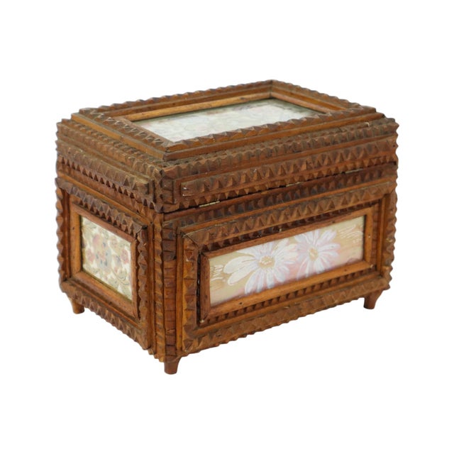 Wooden Tramp Art Box For Sale - Image 3 of 11