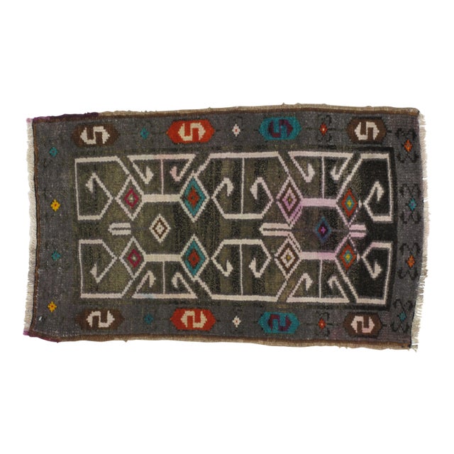 1970s Vintage Anatolian Oushak Rug - 1′8″ × 3′ For Sale