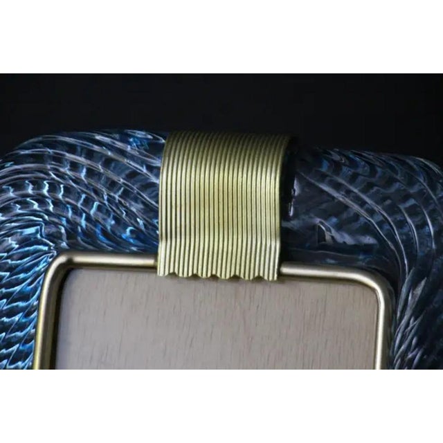 2000 - 2009 Sky Blue Twisted Photo Frame in Murano Glass and Brass from Barovier E Toso For Sale - Image 5 of 18