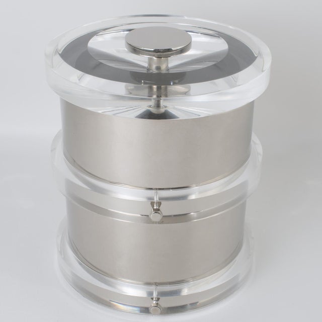 Modern Noel BC Modernist Barware Chrome and Lucite Ice Bucket, circa 1980 For Sale - Image 3 of 13