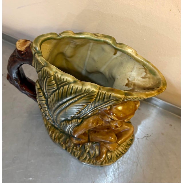 Mid-20th century Majolica Chinese ceramic monkey/branch/leaf pitcher. Excellent condition.