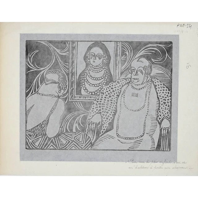Hermann-Paul, The Meeting, Woodcut Print, 1925 For Sale - Image 3 of 4