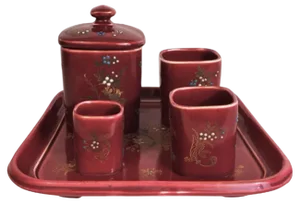 19th Century Napoleon III French Red Earthenware Ashtrays from De Bruyn Fives, 1860s, Set of 5