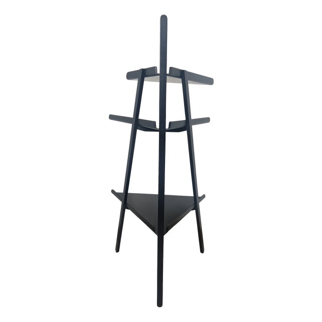 1980s Design Corner Unit, Trio Model, Black Lacquered Wood, by Achille Castiglioni for Interflex For Sale