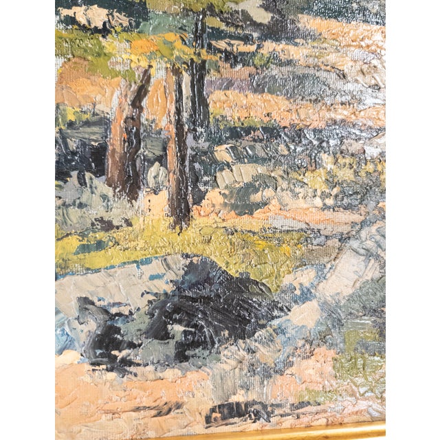 Mid-Century Impressionist Oil Painting of Forest Scene Landscape, Signed Illegibly For Sale - Image 11 of 15