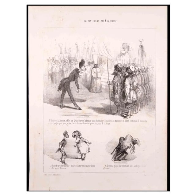 Paul Gavarni, The Salutation, Lithograph, 1850s For Sale