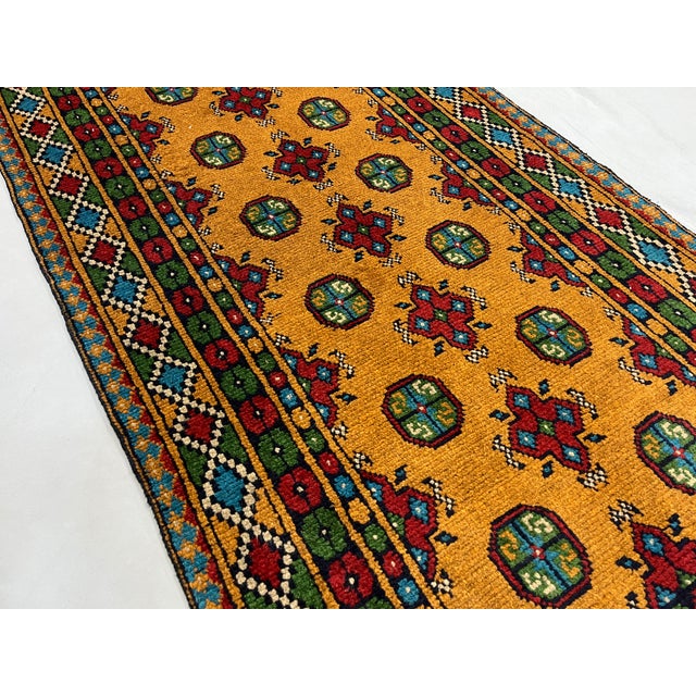 1990s Mustard Gold Mori Gul Tribal Oriental Runner Rug, 2'10" X 9'4" For Sale - Image 5 of 16