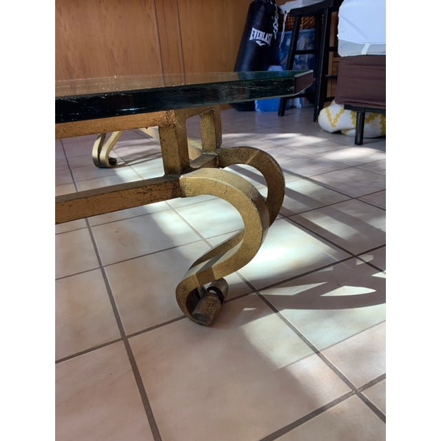 1960s Hollywood Regency Gilt Metal and Glass Coffee Table For Sale - Image 10 of 12