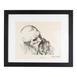 Signed “Michelangelo” Charcoal Portrait Drawing by James L. Bruch