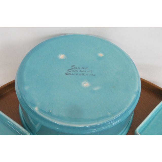 Wood Squire Ceramics and Martin California 1940s Large Wood Lazy Susan 8pc Set 4992b For Sale - Image 7 of 18