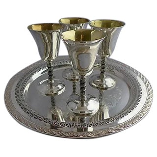 Vintage Silver Plated Stem & Tray - Set of 5 For Sale