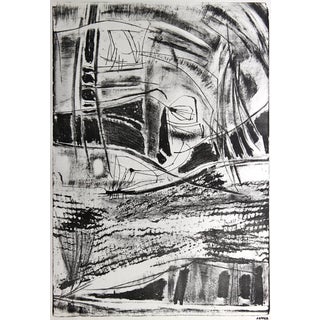 Jerry Opper Bauhaus Monochromatic Abstract Lithograph on Paper, Mid-Century For Sale