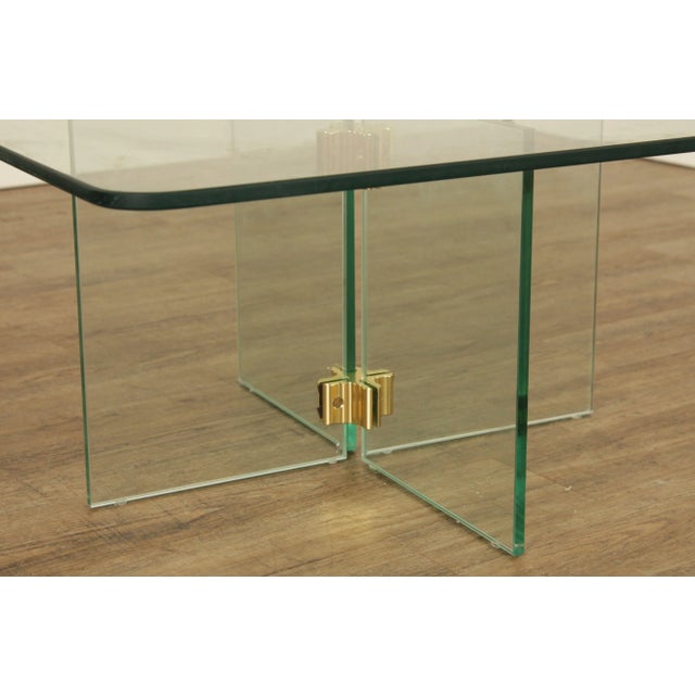 Leon Rosen for Pace Modern Glass Brass Coffee Table For Sale - Image 11 of 13