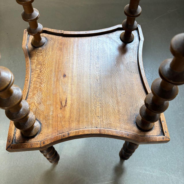 Wood French Tall Side Table with Wire Spool Column Feet, 1920s For Sale - Image 7 of 11