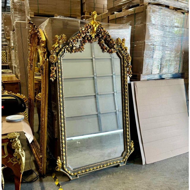 French Style Gold Leaf Woman Floor Mirror For Sale In Miami - Image 6 of 8