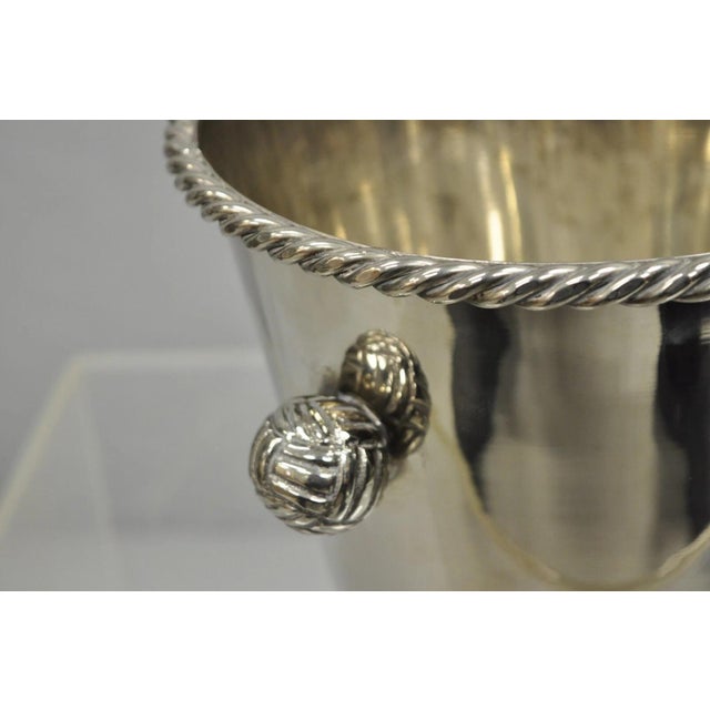 Mid 20th Century Hollywood Regency Silver Plated Champagne Chiller Ice Bucket With Knot Handles For Sale - Image 4 of 12