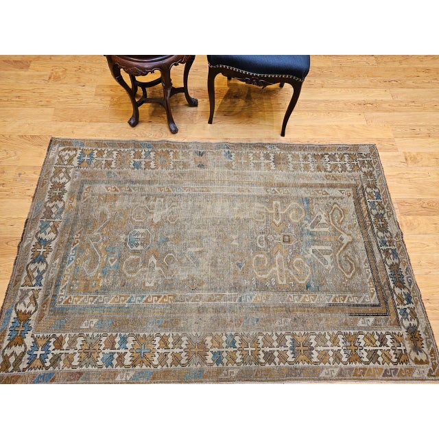 19th Century Antique Caucasian Shirvan Perpedil Area Rug, Handwoven Geometric Design, 4' x 6' For Sale - Image 5 of 16