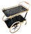 Art Deco Brass and Black Glass Serving Bar Trolley, 1950s For Sale