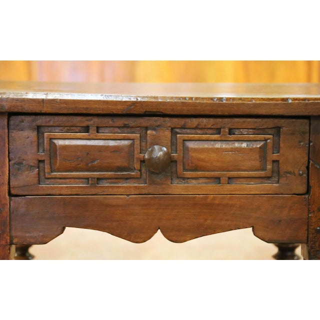 Late 18th Century 18th Century Spanish Baroque Walnut Side Table With Single-Plank Top and Drawer For Sale - Image 5 of 16