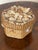 Cute vintage sea shell encrusted wicker hexagonal small box Sailors Valentines style.