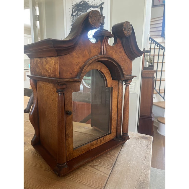 Vintage English-Style Grandmother Clock • Franz Hermle German Mechanical Movement • Burlwood & Mahogany Case For Sale - Image 10 of 15