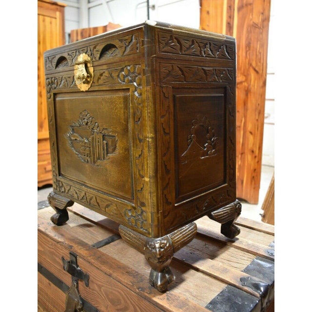 Vintage Heavily Carved Asian Inspired Chest With Claw Feet For Sale - Image 10 of 12