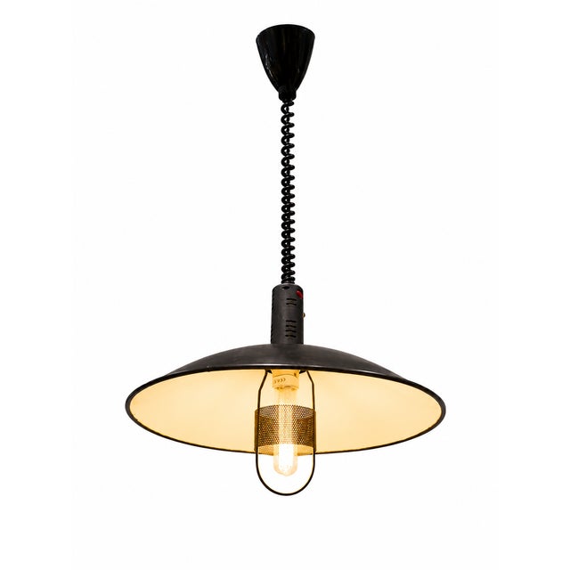 Vintage Adjustable Industrial Black Metal Pendant Lamp, 1980s For Sale - Image 4 of 6