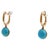 Contemporary Blue Turquoise Round Cabochon Yellow Gold Huggie Drop Statement Dainty Earrings, A Pair For Sale - Image 3 of 10