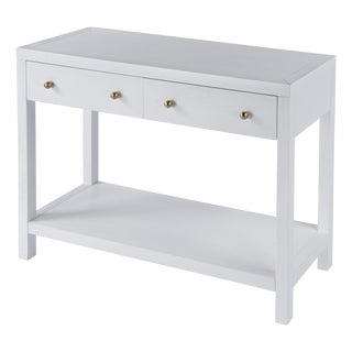 Nora 40 in. W Rectangular Wood 2 Drawer Console Table with Lower Open Shelf, White For Sale