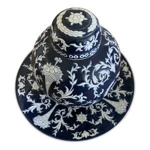 Dark Blue and White Ginger Jar and Plate Set Made in China - 2 Pieces