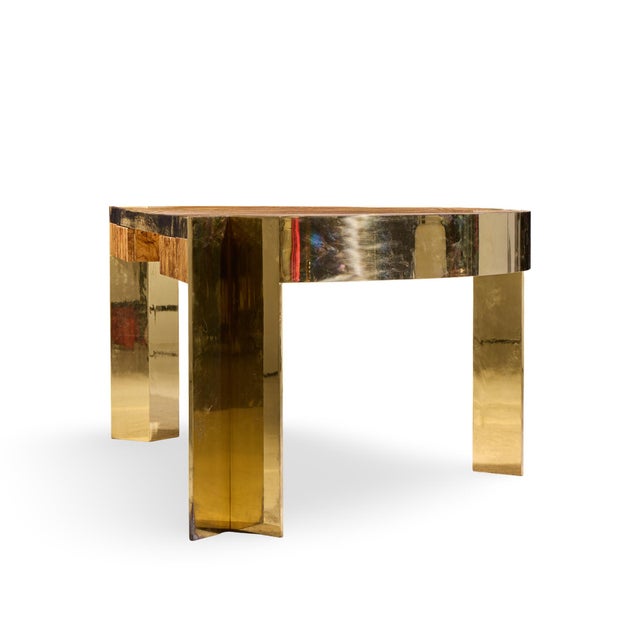 Leon Rosen for Pace Mid Century Burlwood and Brass Executive Desk For Sale In Chicago - Image 6 of 8