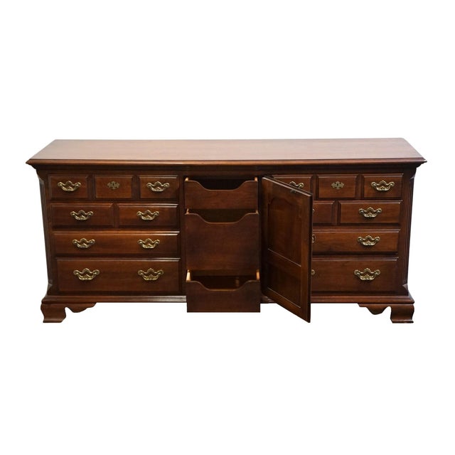 Late 20th Century Thomasville Furniture Collector's Cherry Traditional Style 72" Triple Door Dresser For Sale - Image 5 of 15