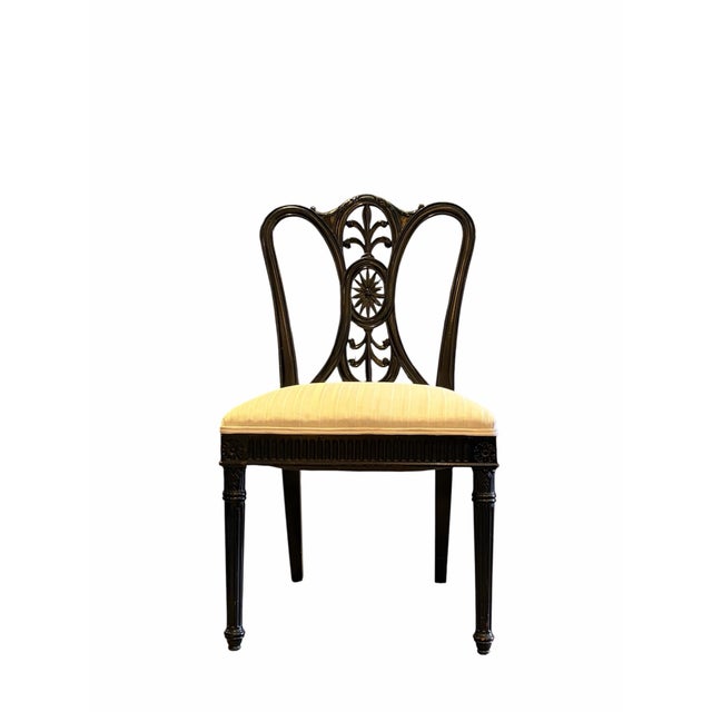 Traditional Federal-Style Black Lacquered Writing Desk & Chair For Sale - Image 3 of 7