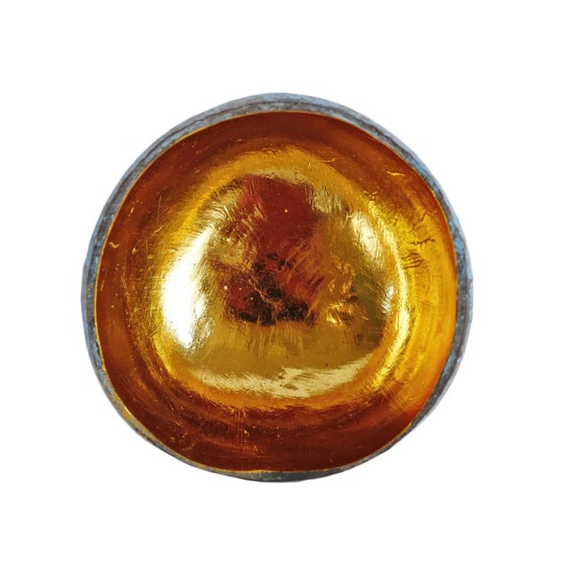 Boho Chic Blue Wash Coconut Candle Bowl For Sale - Image 3 of 6