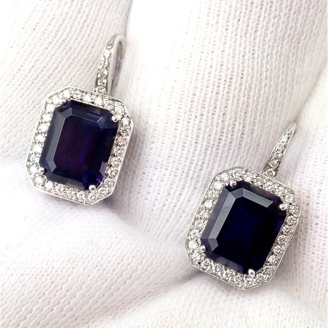 Pasquale Bruni 18k White Gold Iolite Diamond Earrings, Pair For Sale - Image 9 of 12