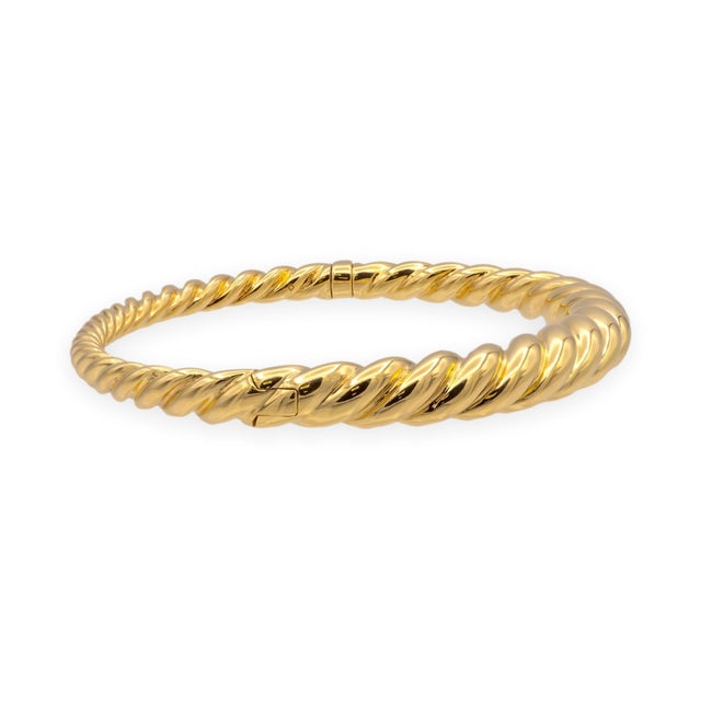 Early 21st Century David Yurman 18k Yellow Gold Pure Form Hinged Cable Bangle Bracelet 7mm For Sale - Image 5 of 8