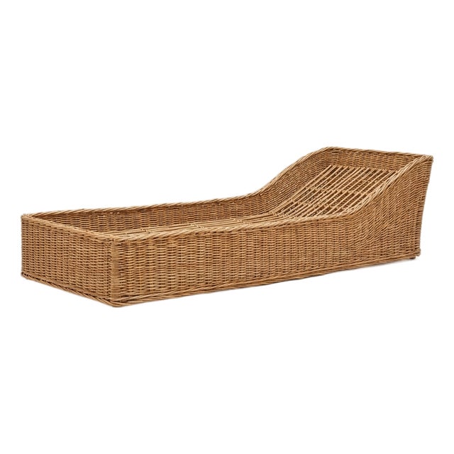 Coastal Chic Ralph Lauren Style Bamboo / Braided Natural Rattan Chaise / Daybed For Sale
