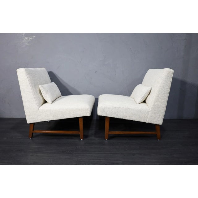 Mid-Century Modern Mid 20th Century Edward Wormley for Dunbar Slipper Chairs in Holly Hunt Great Plains Weave For Sale - Image 3 of 9