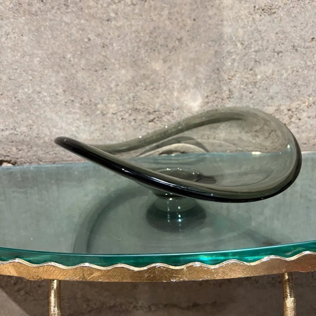 1990s Studio Art Glass Bowl Sculptural Pedestal Dish For Sale - Image 4 of 11