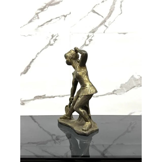 Art Deco Young Tennis Player in Bronze, 1950s For Sale - Image 3 of 7