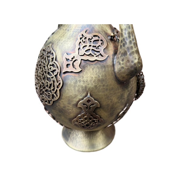 Rustic Hand-Hammered Ottoman Brass Ewer For Sale - Image 10 of 13