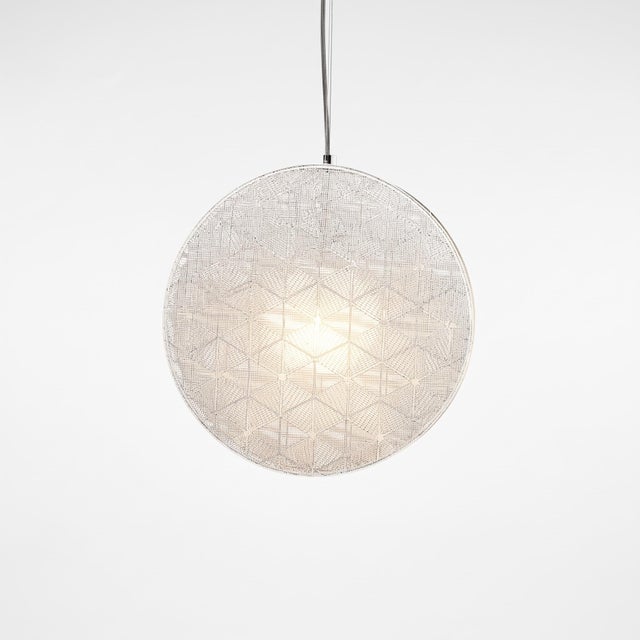 Oggetti Hush by Oggetti Galvanized Iron Pendant Light, White, Large For Sale - Image 4 of 5