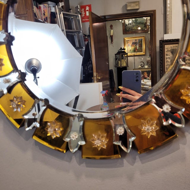 Glass Mid-Century Sunburst Mirror in Murano Glass, 1960s For Sale - Image 7 of 18